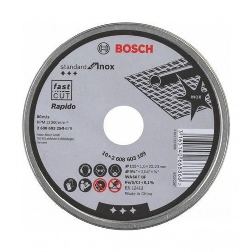 Bosch İnox Rapido Standart 10´lu 115x1 MM 2.608.603.254
