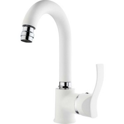 Gms Akdeniz Mix Kuğu Lavabo Bataryası (Krom-Beyaz) AKD401K