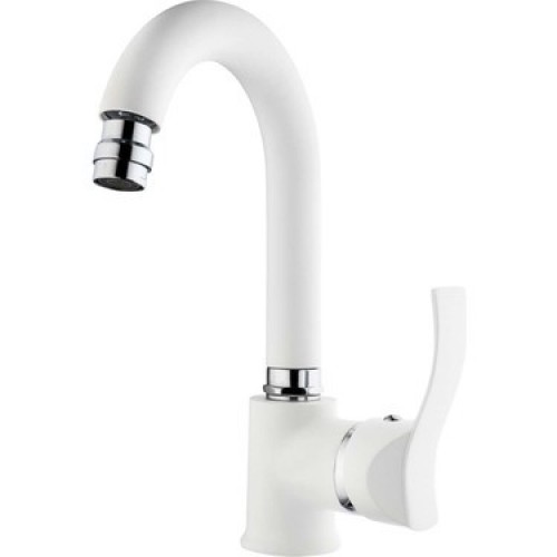 Gms Akdeniz Mix Kuğu Lavabo Bataryası (Krom-Beyaz) AKD401K