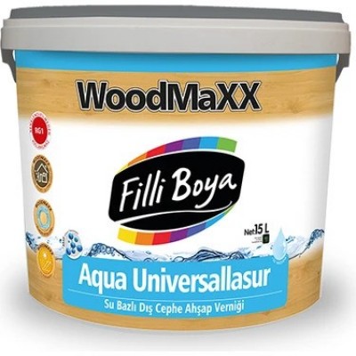 Filli Boya Woodmaxx Aqua Universallasur Su Bazlı Ahşap Dış Cephe Verniği Renksiz 15 Lt.