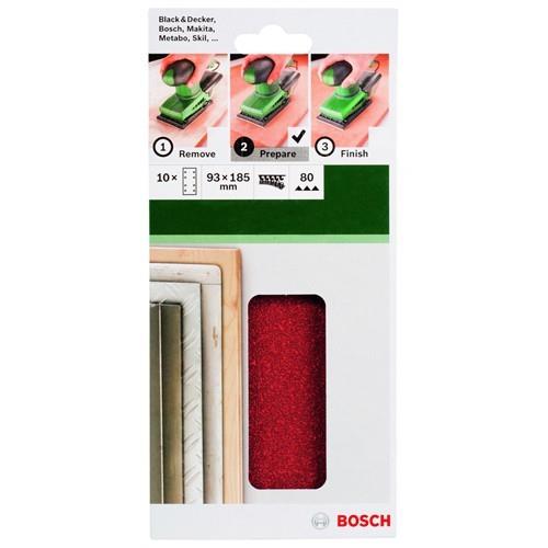 Bosch Makine Zımparası 93x185 MM Velcro 8 D. 80 K. 2.609.256.A82 10lu