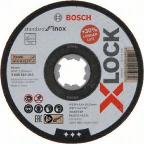 Bosch X-Lock Standart İnox Kesici Düz 125x1.6 MM 2.608.619.363