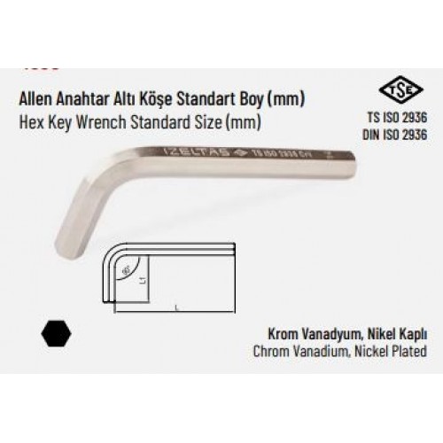 İzeltaş Altı Köşe Allen Anahtar 3.5MM 4900220035
