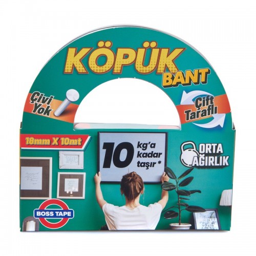 Boss Tape Çift Taraflı Köpük Bant 18X10MT BT-01011