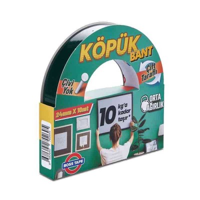 Boss Tape Çift Taraflı Köpük Bant 24X10MT BT-01013