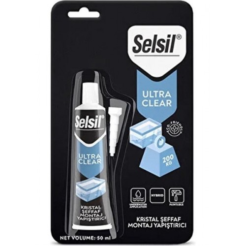Selsil Ultra Clear Kristal Şeffaf Montaj Yapıştırıcı 50 ML