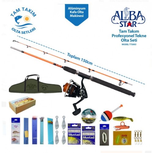 Albastar Çantalı Tam Takım Profesyonel Tekne Olta Seti  TTS003